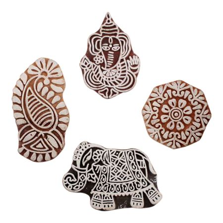 Set of 4 Piece New Mix Wooden Printing Block